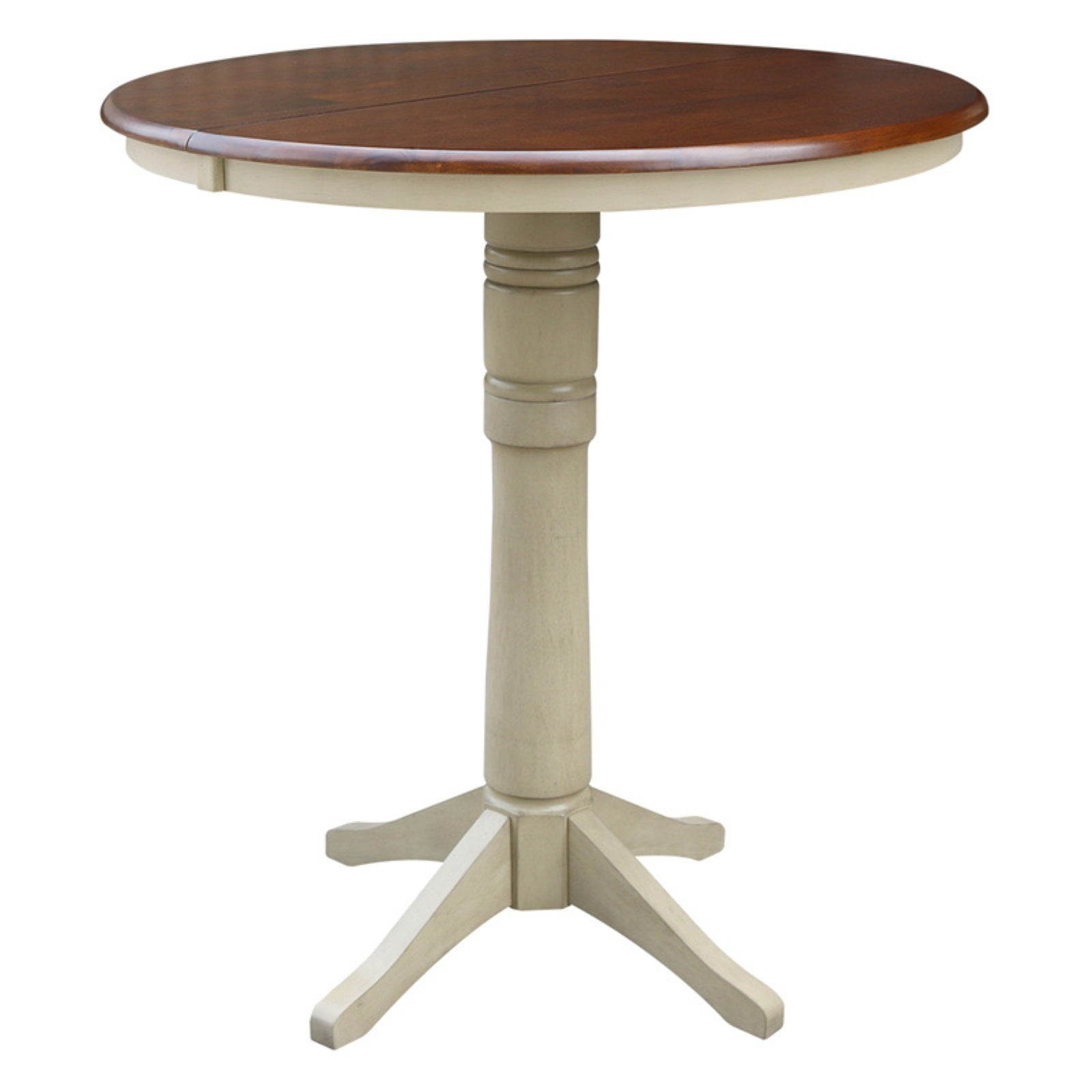 36" Round Top Pedestal Table with 12" Leaf - Bar Height