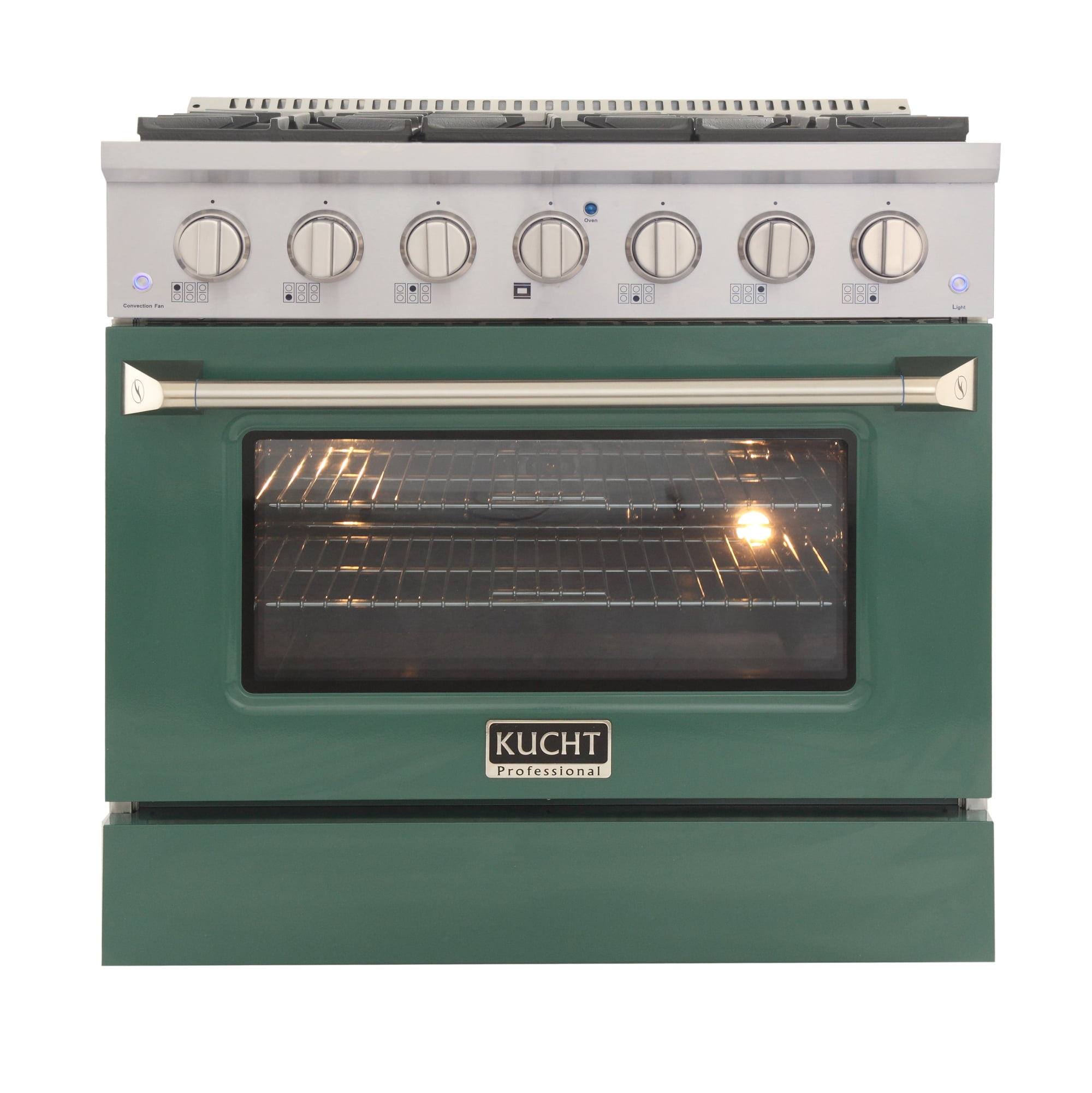 36 in. 5.2 cu. ft Dual Fuel Range for Natural Gas Sealed Burners in Green.
