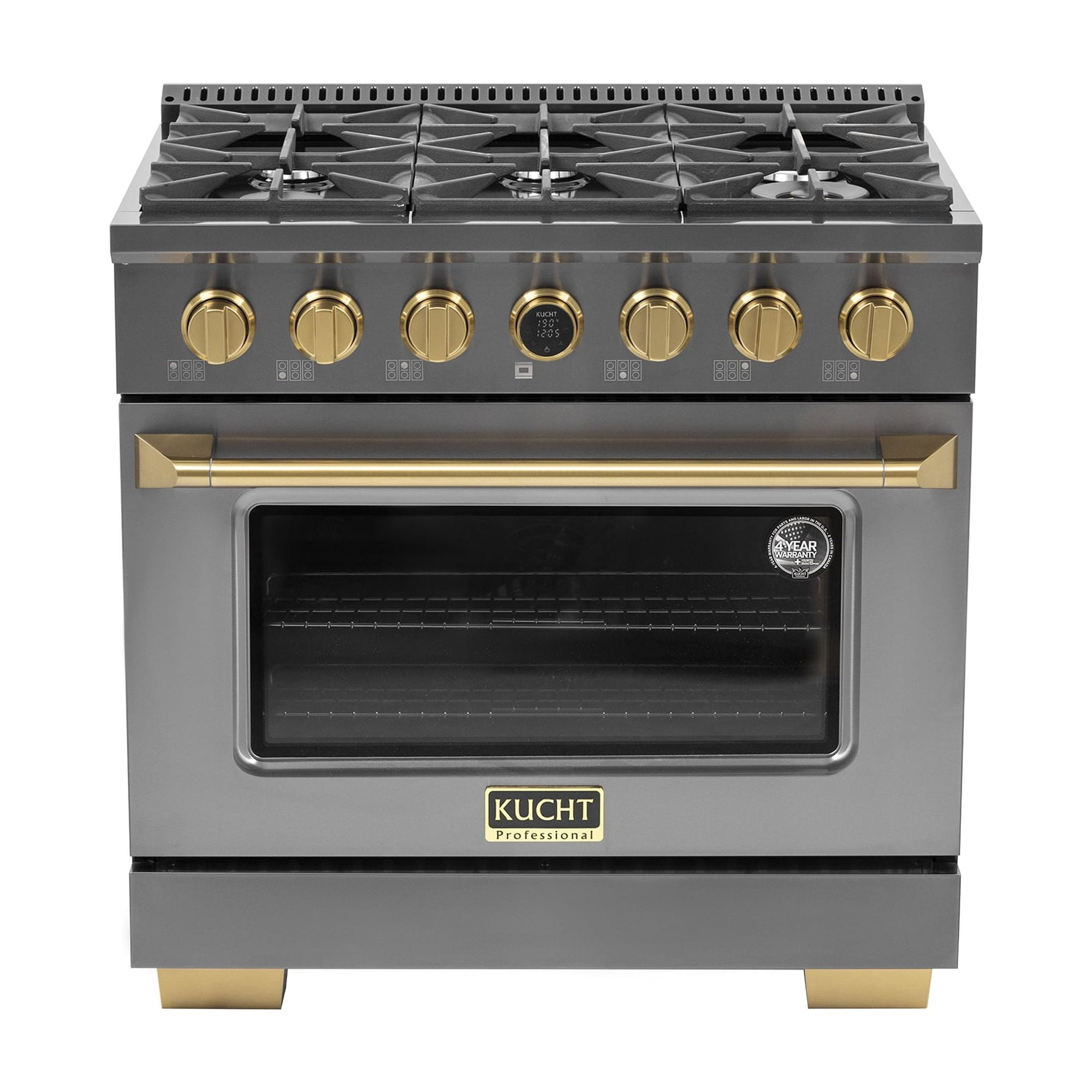36 in. 5.2 cu. ft. Dual Fuel Range for Natural Gas in Titanium Stainless Steel.