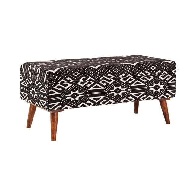 Coaster Mid-Century Cotton Upholstered Storage Bench in Black