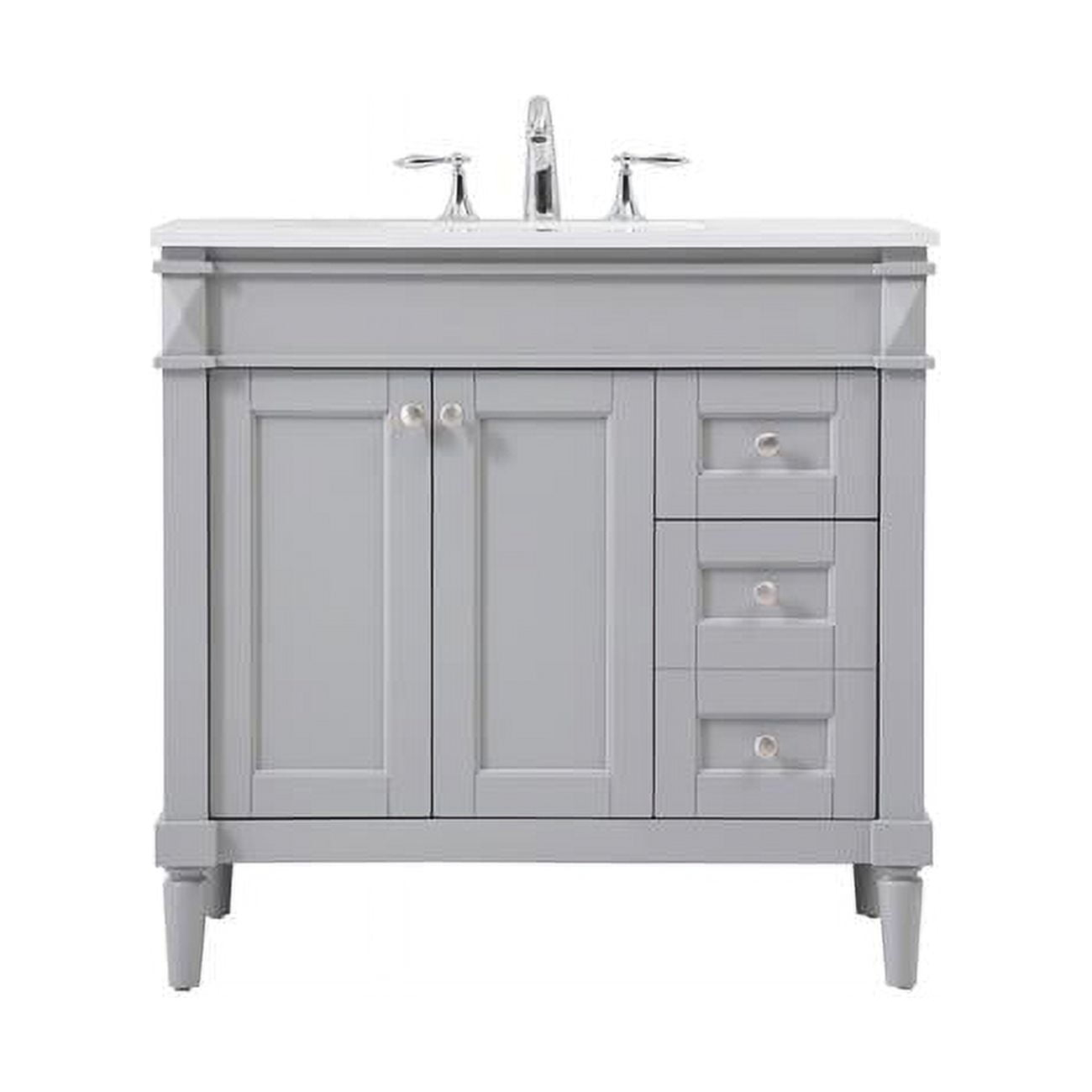 Elegant Decor Williams 36" Single Marble Top Bathroom Vanity in Gray