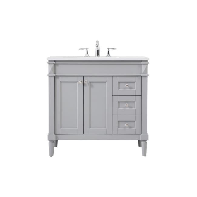 Elegant Decor Williams 36" Single Marble Top Bathroom Vanity in Gray