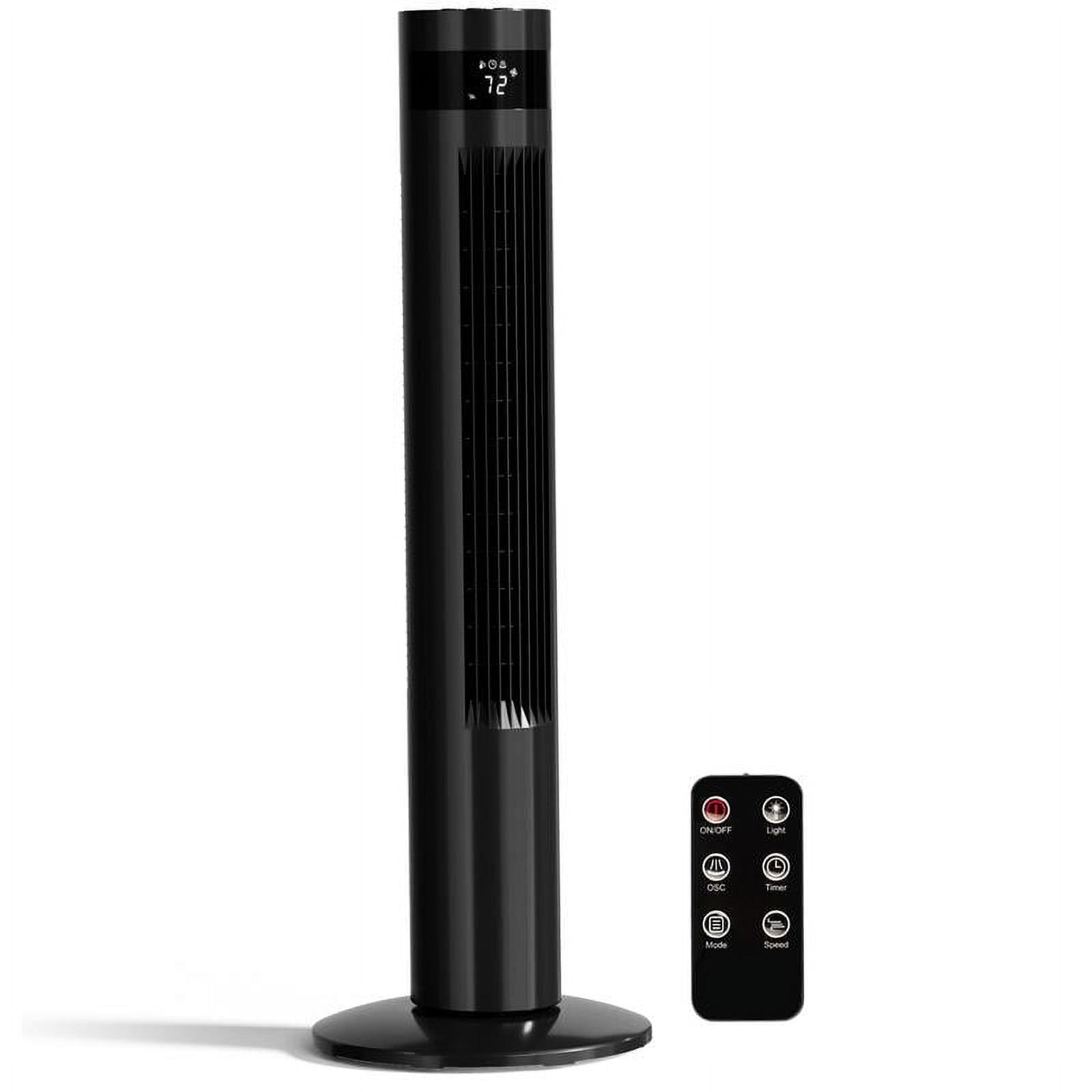 36 inch Tower Fan Portable Electric Oscillating Fan Quiet Remote Control Bladeless Floor Fan 3-Spped Wind Mode 12H Timer Bedroom Office