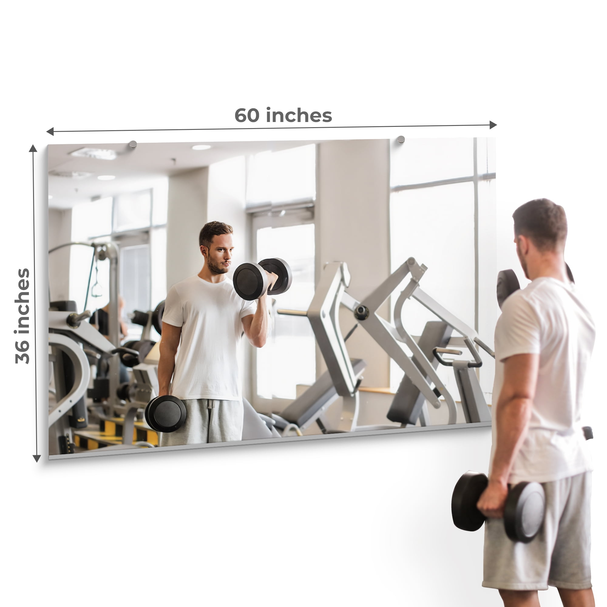 Gym Wall Mirror SD Annealed 1/4" Thick | Safety-Backed, 36" x 60"