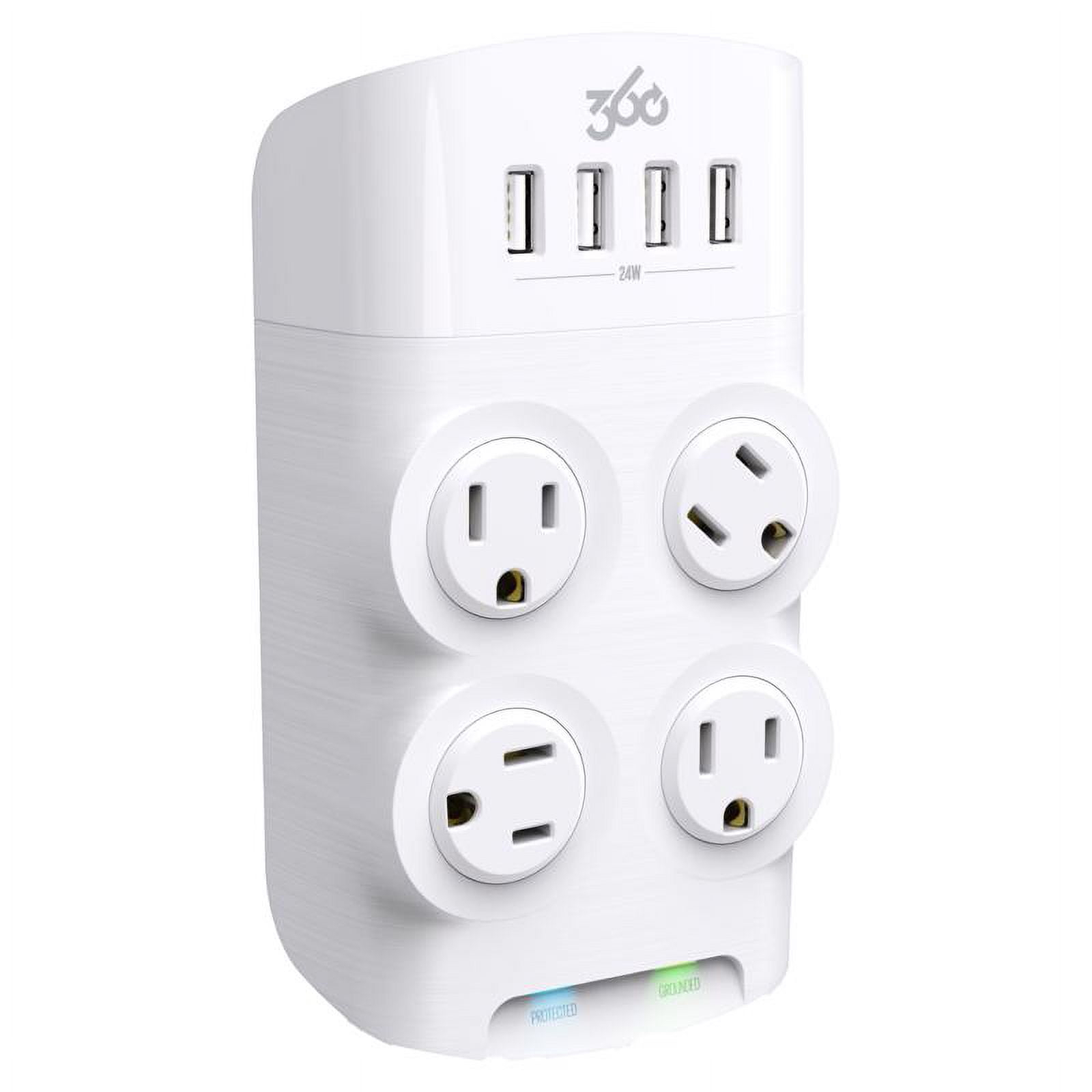 360 Electrical - Revolve 4 outlets Wall Tap Surge Protector - 1080 J - White