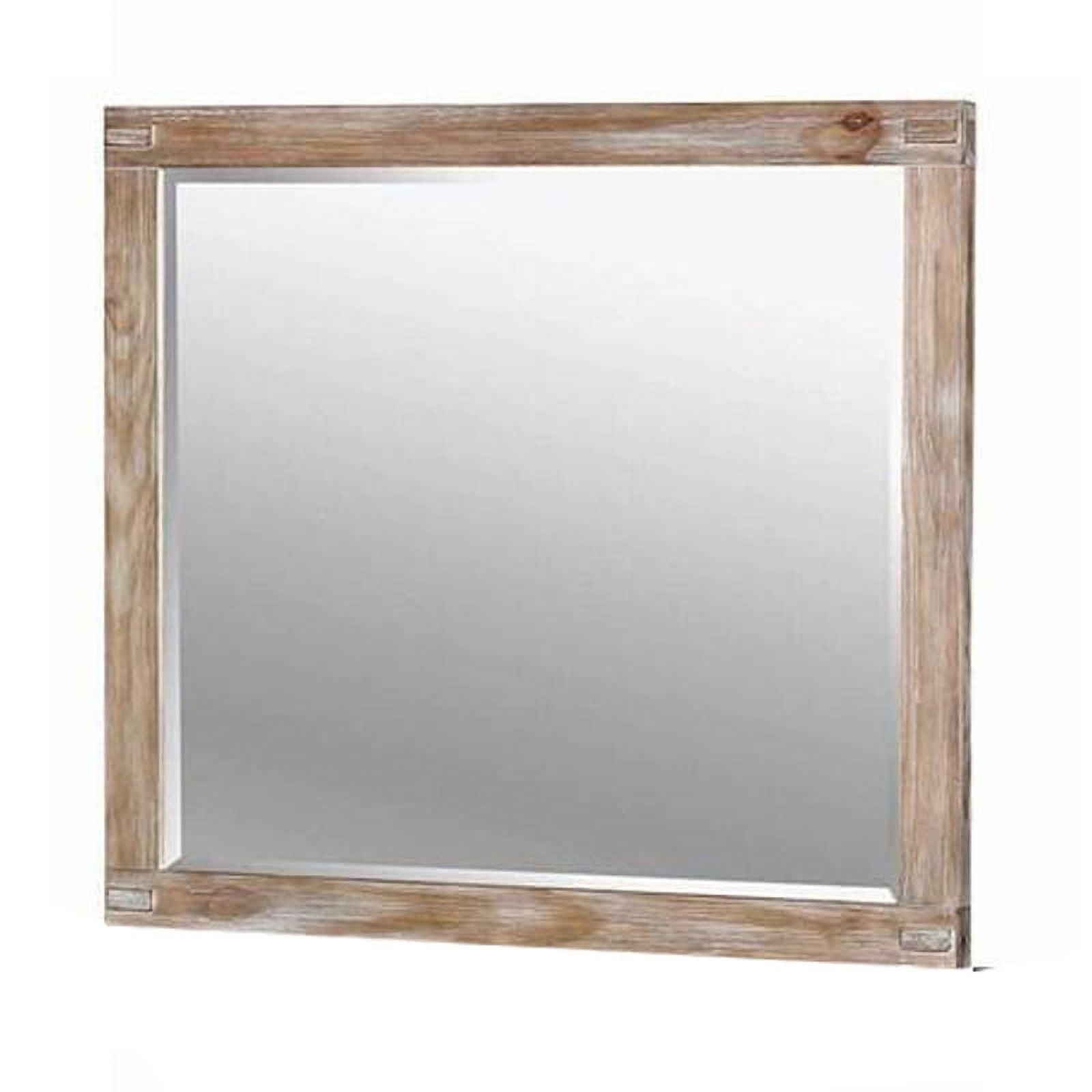 38 Inch Mirror with Rectangular Wooden Frame, Brown- Saltoro Sherpi