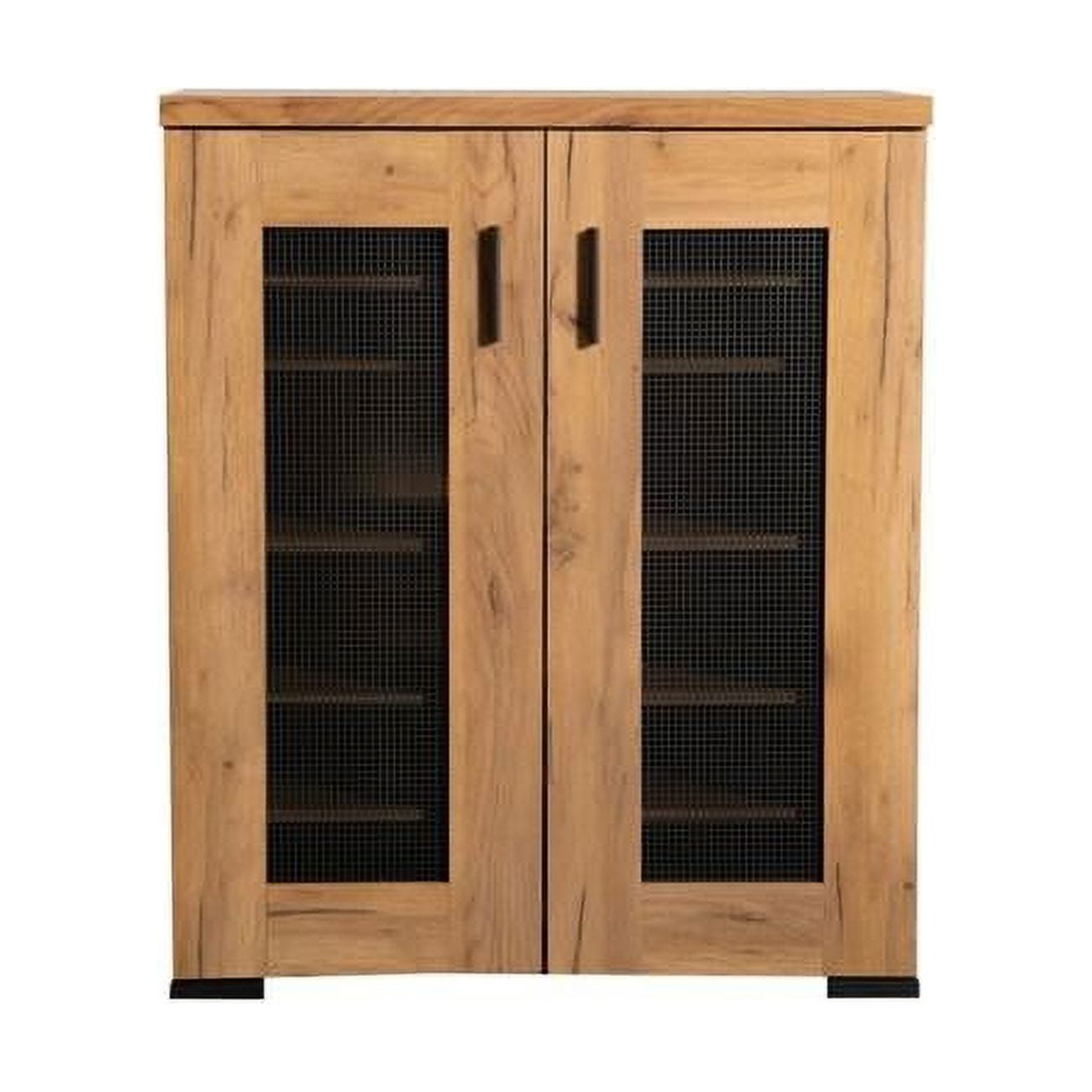38 in. Accent Cabinet Chest with 5 Adjustable Shelf Units, Golden Oak Brown