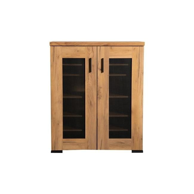 38 in. Accent Cabinet Chest with 5 Adjustable Shelf Units, Golden Oak Brown