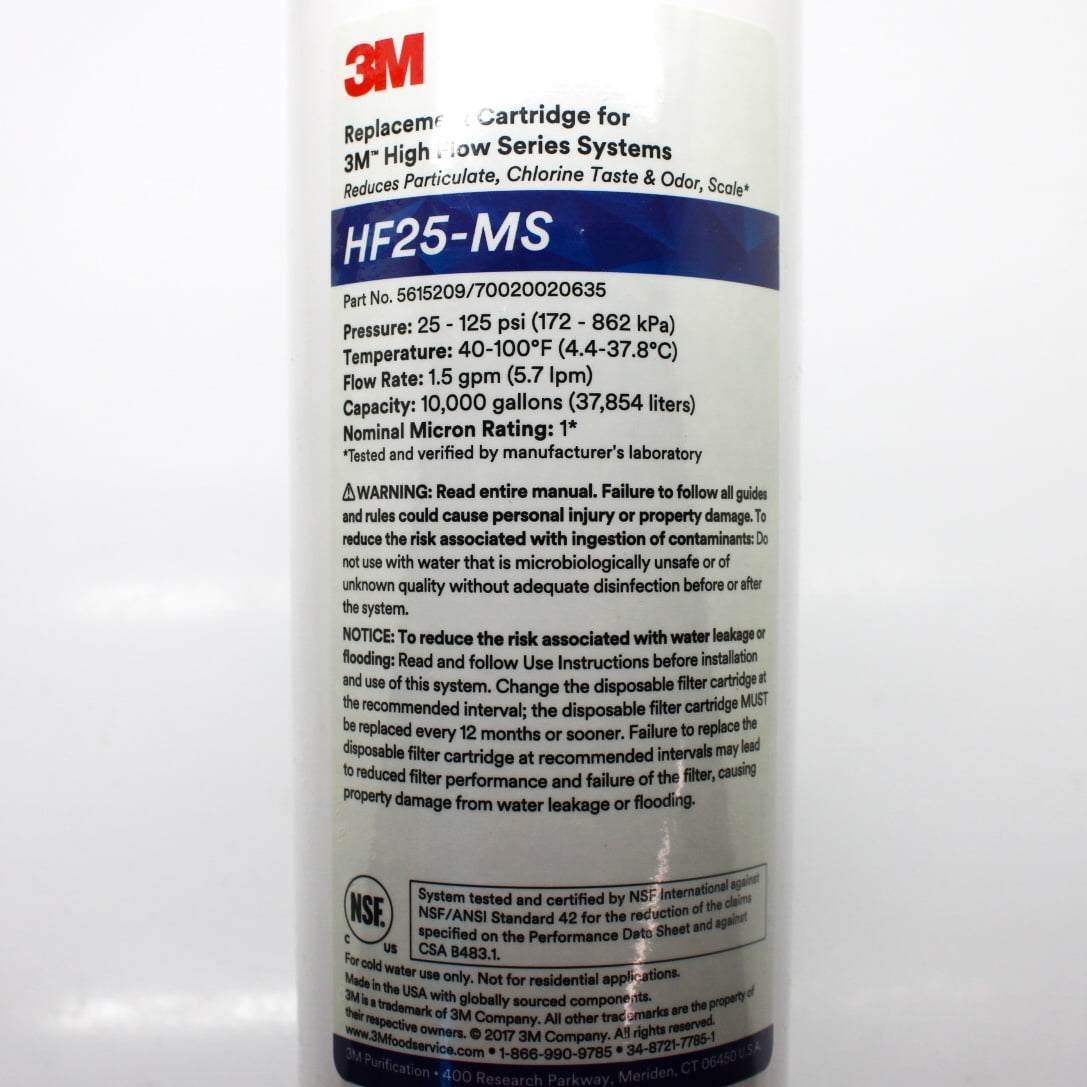 3M Cuno Replacement Cartridge for Brew125-Ms Water Filtration System, 56152-09 5615209 Model# HF25MS