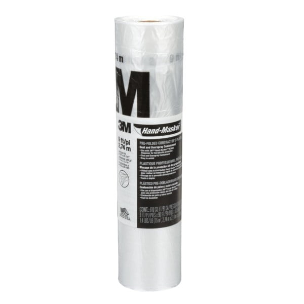 3M Hand-Masker Contractor's Plastic, 9 ft x 90 ft x 0.00035 in, 1 Roll/Pack