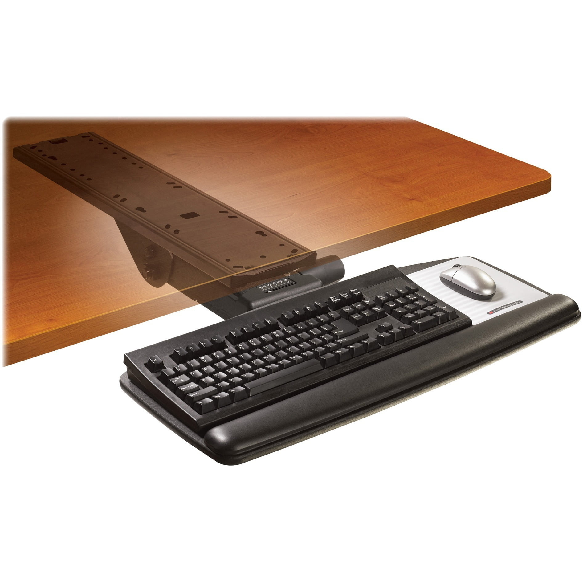 3M, MMMAKT90LE, Easy Adjust Keyboard Tray with Standard Keyboard and Mouse Platform, 1, Black