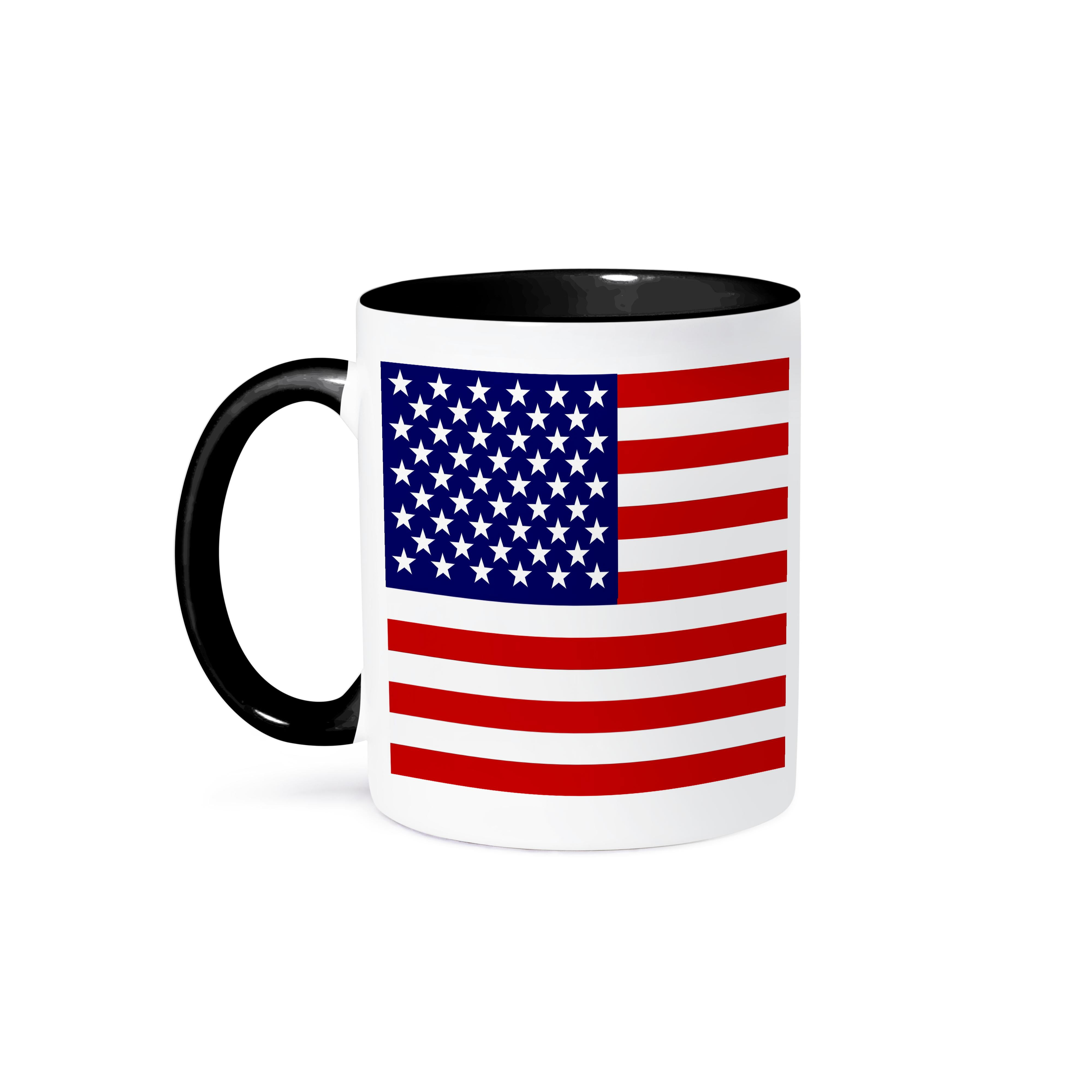 3dRose, American Flag - Patriotic USA stars and stripes red white and blue - 4th July America Patriot, 11oz Two-Tone Black Mug