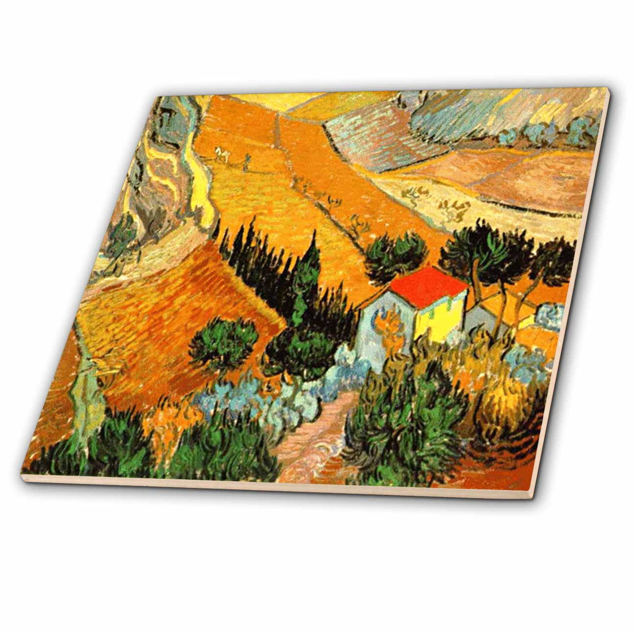 3dRose Van Gogh Landscape - Ceramic Tile, 12-inch