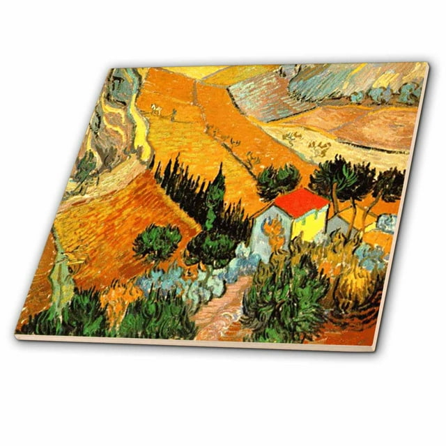 3dRose Van Gogh Landscape - Ceramic Tile, 12-inch