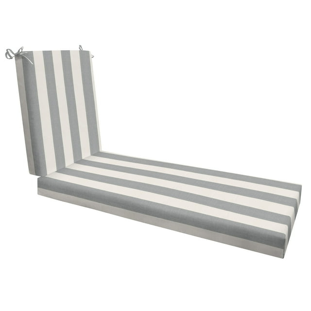 Hokku Designs Outdoor Chaise Lounge, 22.5 X 70, Stripe Stone Grey Chair Cushion For Patio Furniture
