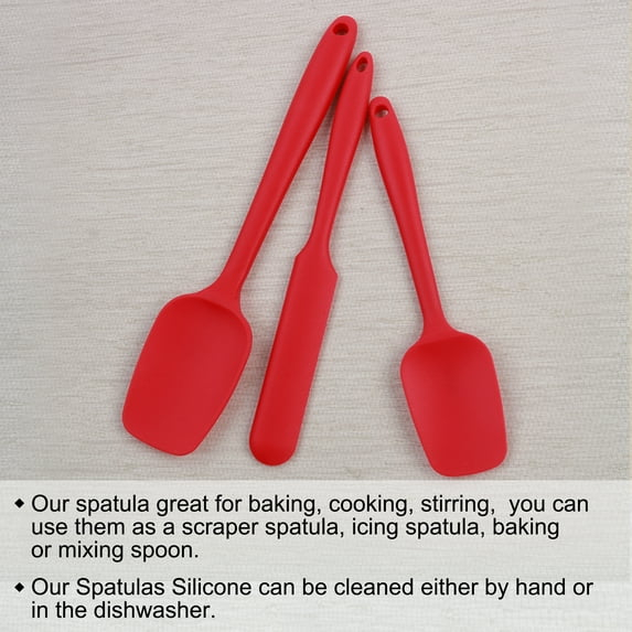 3pcs Kitchen Cooking Silicone Spatula Set Heat Resistant Turner Scrapers Baking Utensils Red