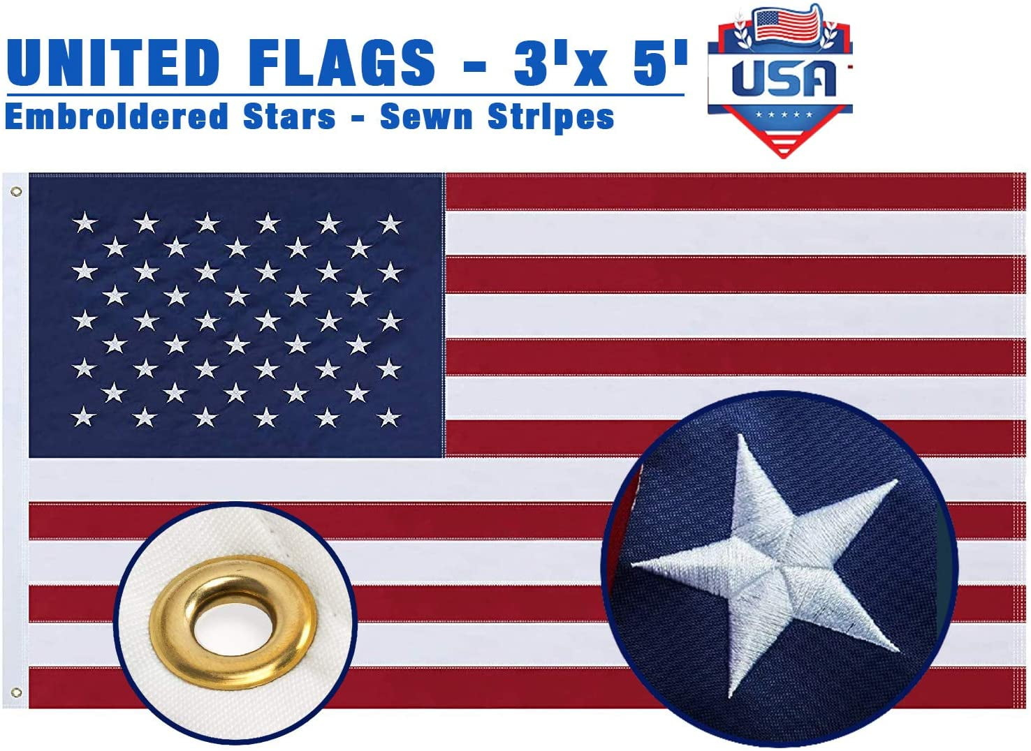 3x5 Feet American Flag 150D Nylon USA Flag Outdoor Indoor US Flag Printed