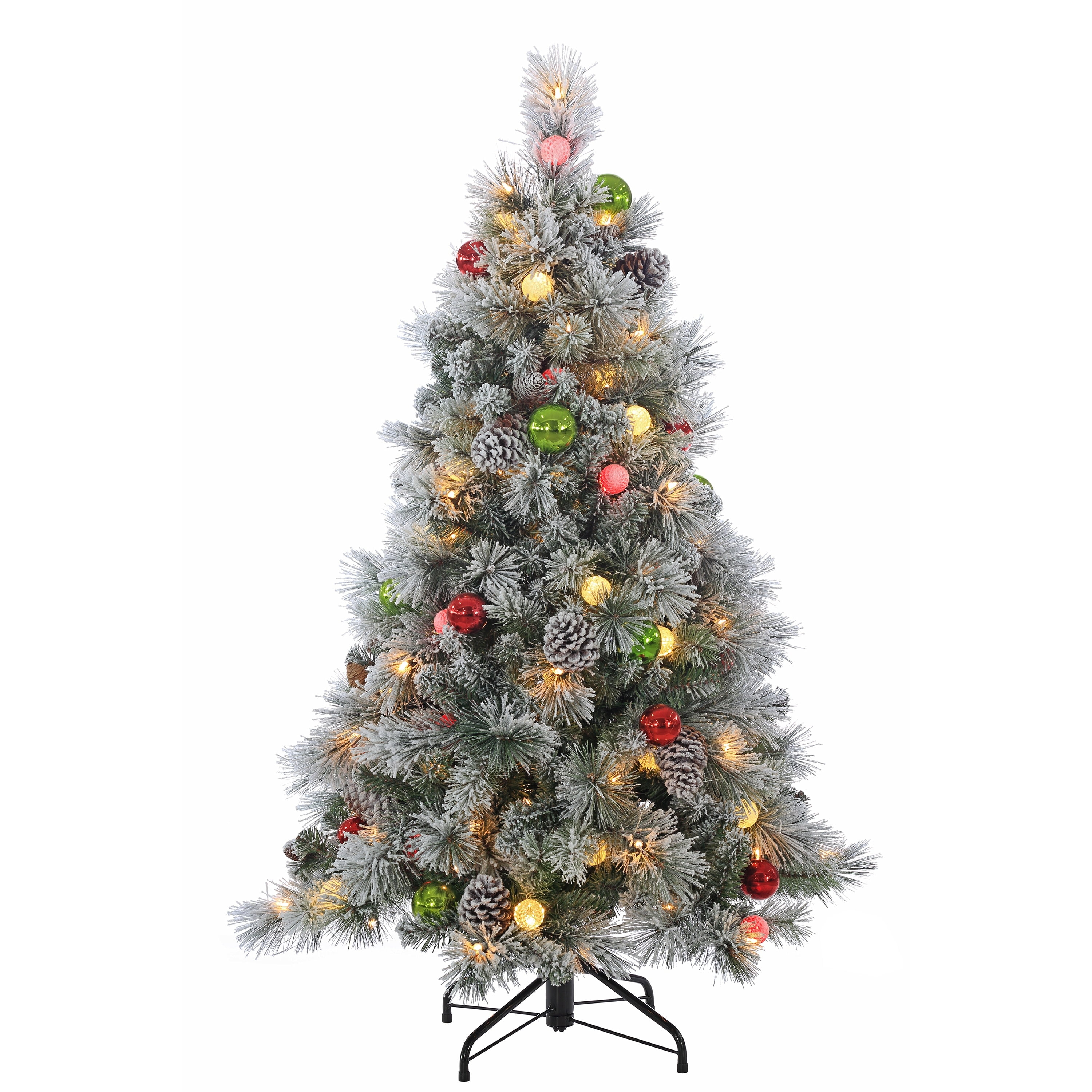 4.5 ft. Pre Lit Colored LED Flocked Hard Needle Pine