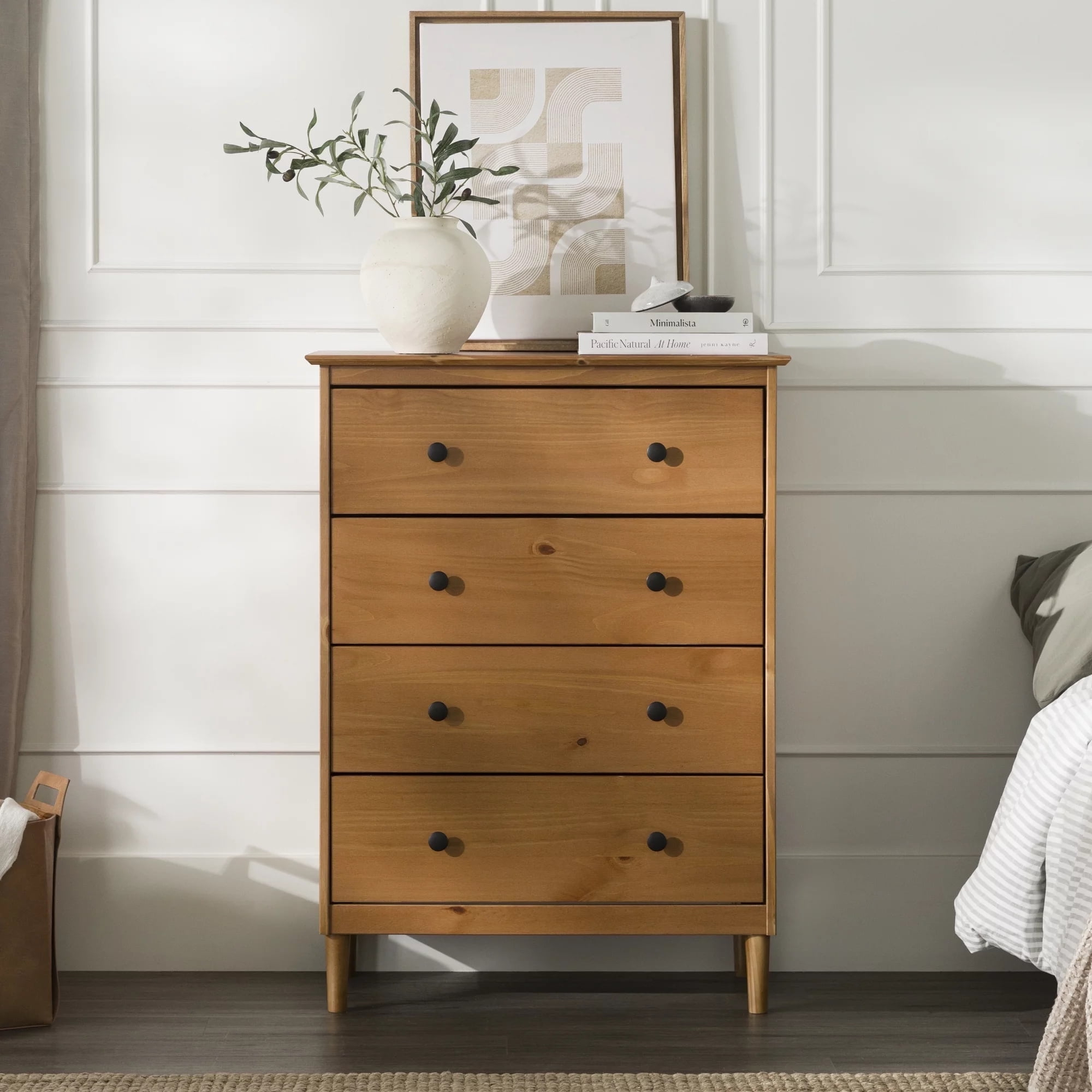 4-Drawer Solid Wood Caramel Dresser