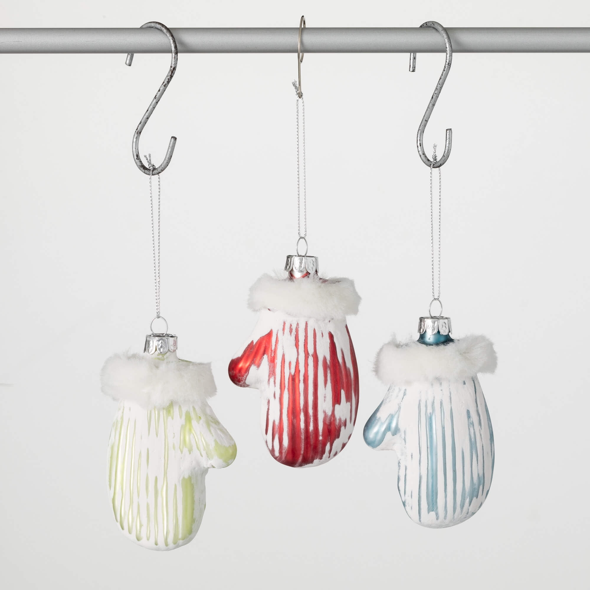 4" Christmas Mitten Ornament Set of 3, Multicolor (Set of 3)