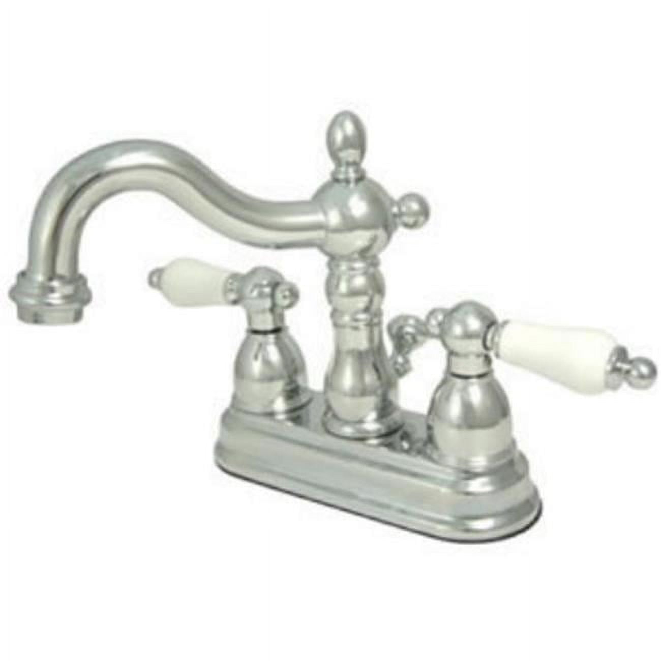 Kingston Brass KS1601PL Kingston Brass Heritage Two-Handle 3-Hole Deck Mount 4" Centerset Bathroom Faucet with Brass Pop-Up
