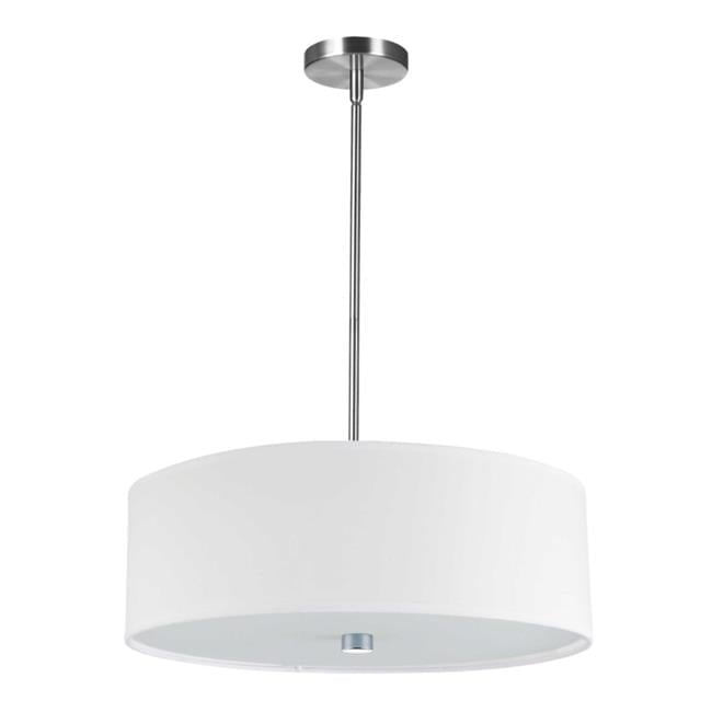 4 Light Everly Incandescent Pendant, Satin Chrome with White Shade