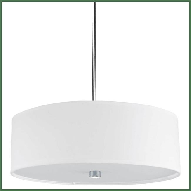 4 Light Everly Incandescent Pendant, Satin Chrome with White Shade