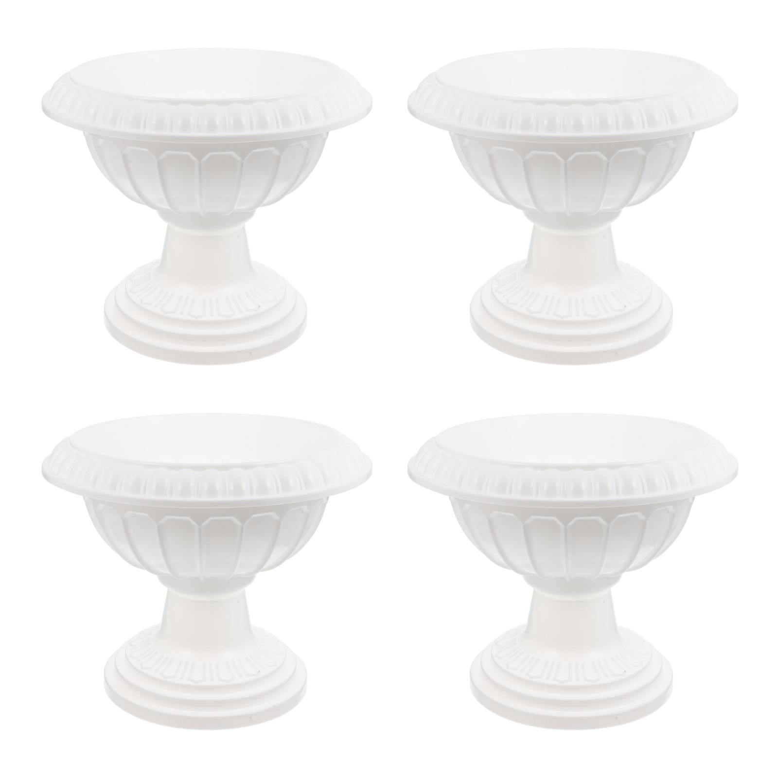 unbranded 4 pcs Wedding Flower Trumpet Vase Tall Flower Stand Elegant Road Front Door Flowerpots Container for Balcony Flower Arrangement White