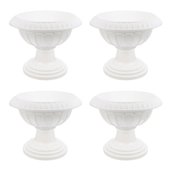 unbranded 4 pcs Wedding Flower Trumpet Vase Tall Flower Stand Elegant Road Front Door Flowerpots Container for Balcony Flower Arrangement White