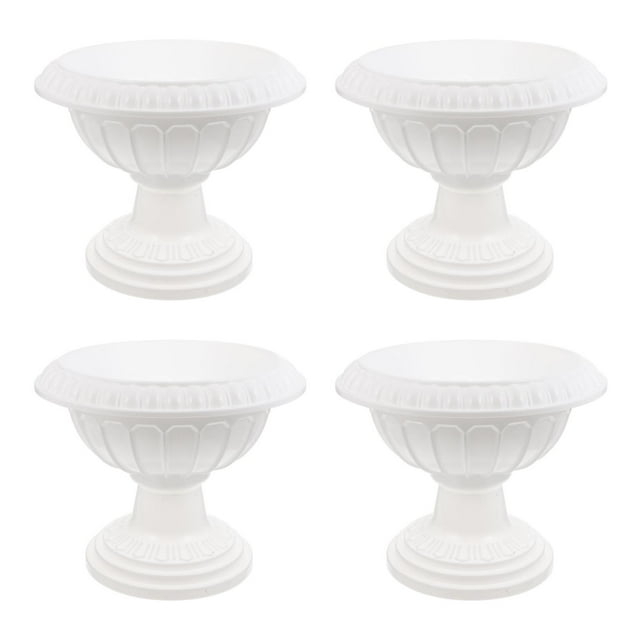 unbranded 4 pcs Wedding Flower Trumpet Vase Tall Flower Stand Elegant Road Front Door Flowerpots Container for Balcony Flower Arrangement White