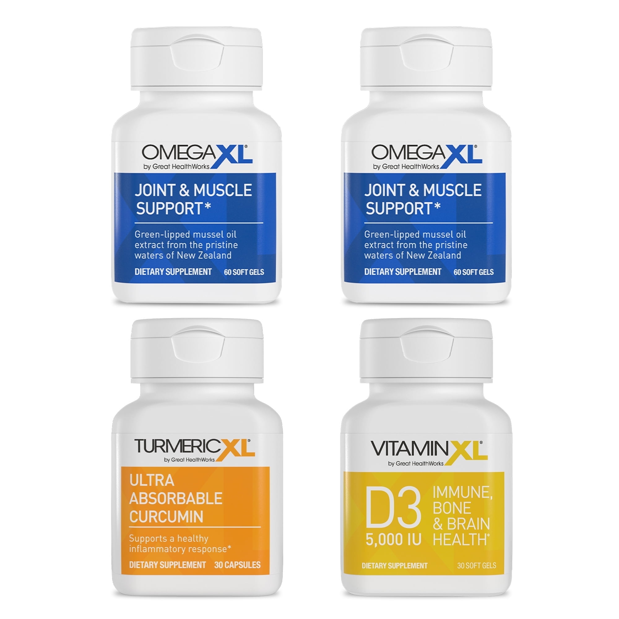 4 Pack Immune Supporting Bundle - (2) OmegaXL 60 Count + TurmericXL + VitaminXL D3 - to Support Optimal Immune Health