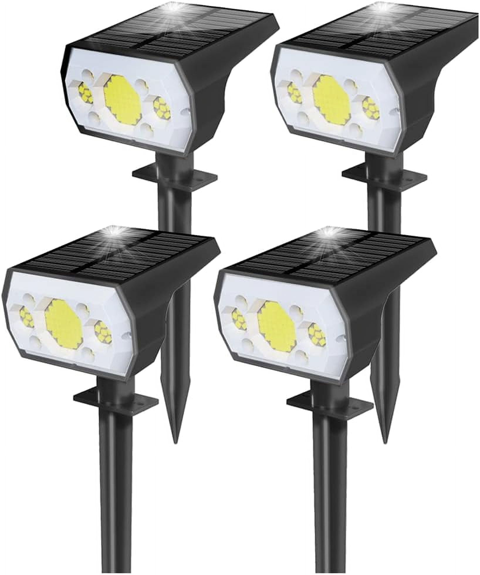 4 Pack Solar Spotlight Outdoor, 64 LEDs 1000 lumens Solar Outdoor Lights Waterproof, IP66 Solar Lights Outdoor Waterproof Landscape Spot Lights Wall Garden Lights for Yard Outdoor Solar Lights
