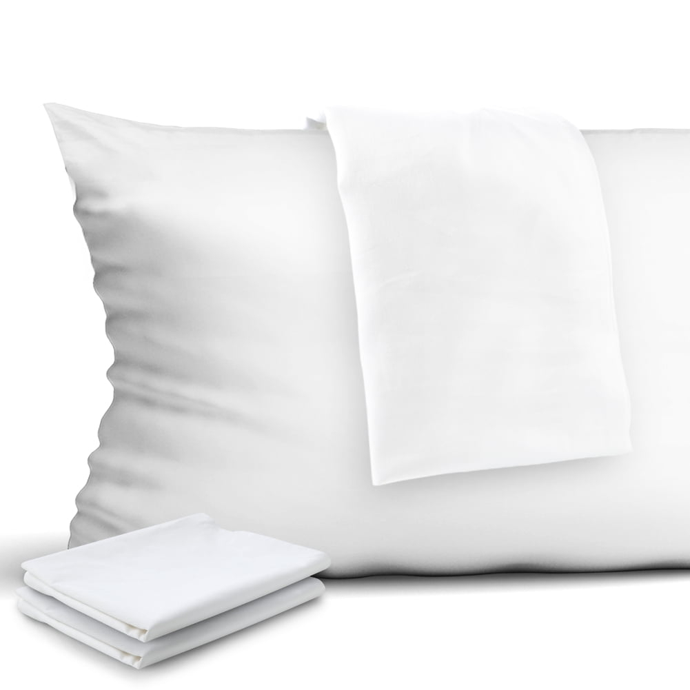 4 Pcs Pillowcases, 400 Thread Count Cotton Pillow Cover with Hidden Zipper Pillow Case, White Queen