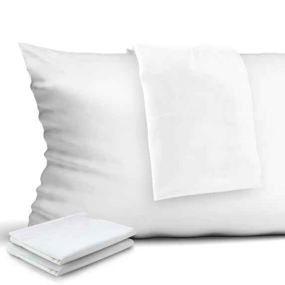 4 Pcs Pillowcases, 400 Thread Count Cotton Pillow Cover with Hidden Zipper Pillow Case, White Queen