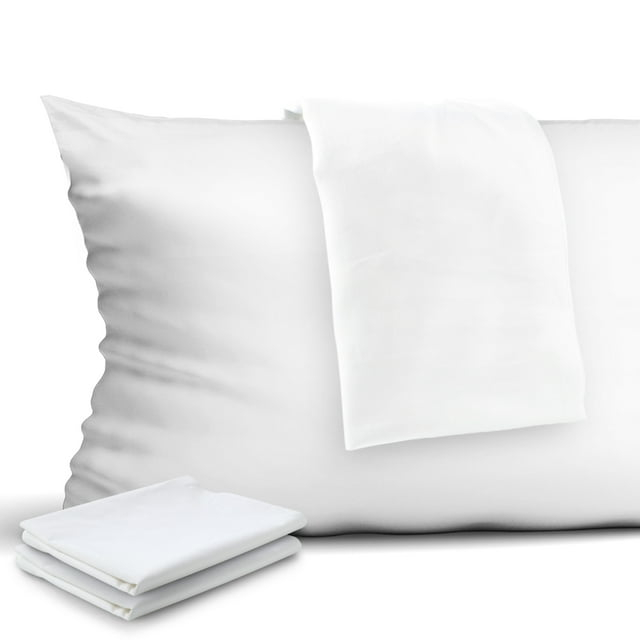 4 Pcs Pillowcases, 400 Thread Count Cotton Pillow Cover with Hidden Zipper Pillow Case, White Queen