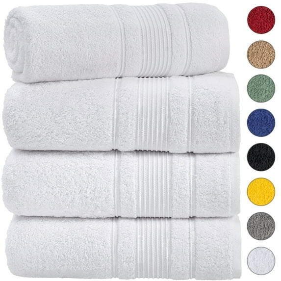 Juego de Toallas de Baño de 4 Piezas para Baño, Spa y Calidad Hotelera / Toallas Turcas 100% Algodón / Absorbentes, Suaves y Ecológicas (Blanco)