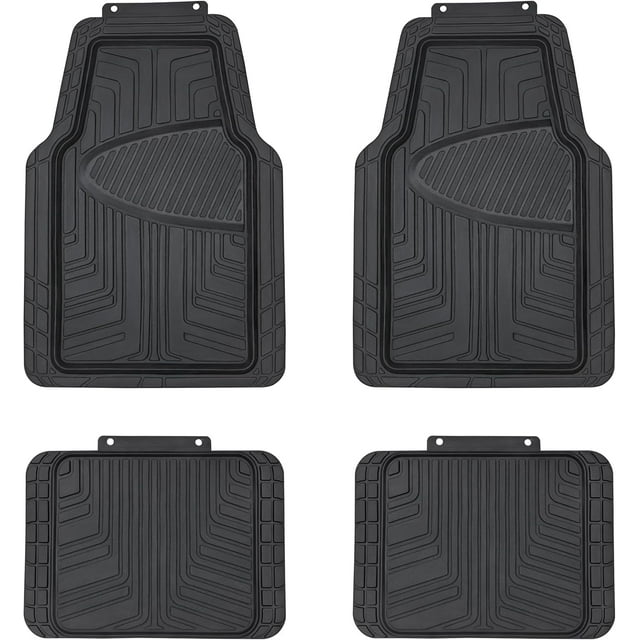 4-Piece Premium Rubber Floor Mat for Cars, SUVs and Trucks, All Weather Protection, Universal Trim to Fit