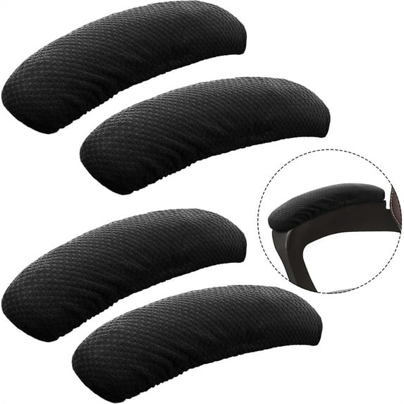 4 Pieces Office Chair Wheelchair Arm Covers, Removable Rotating Chair Stretch Armrest Cover, GIXUSIL Washable Polyester Armrest Pads Rest Slipcovers for Home Office Computer Chairs (Black)