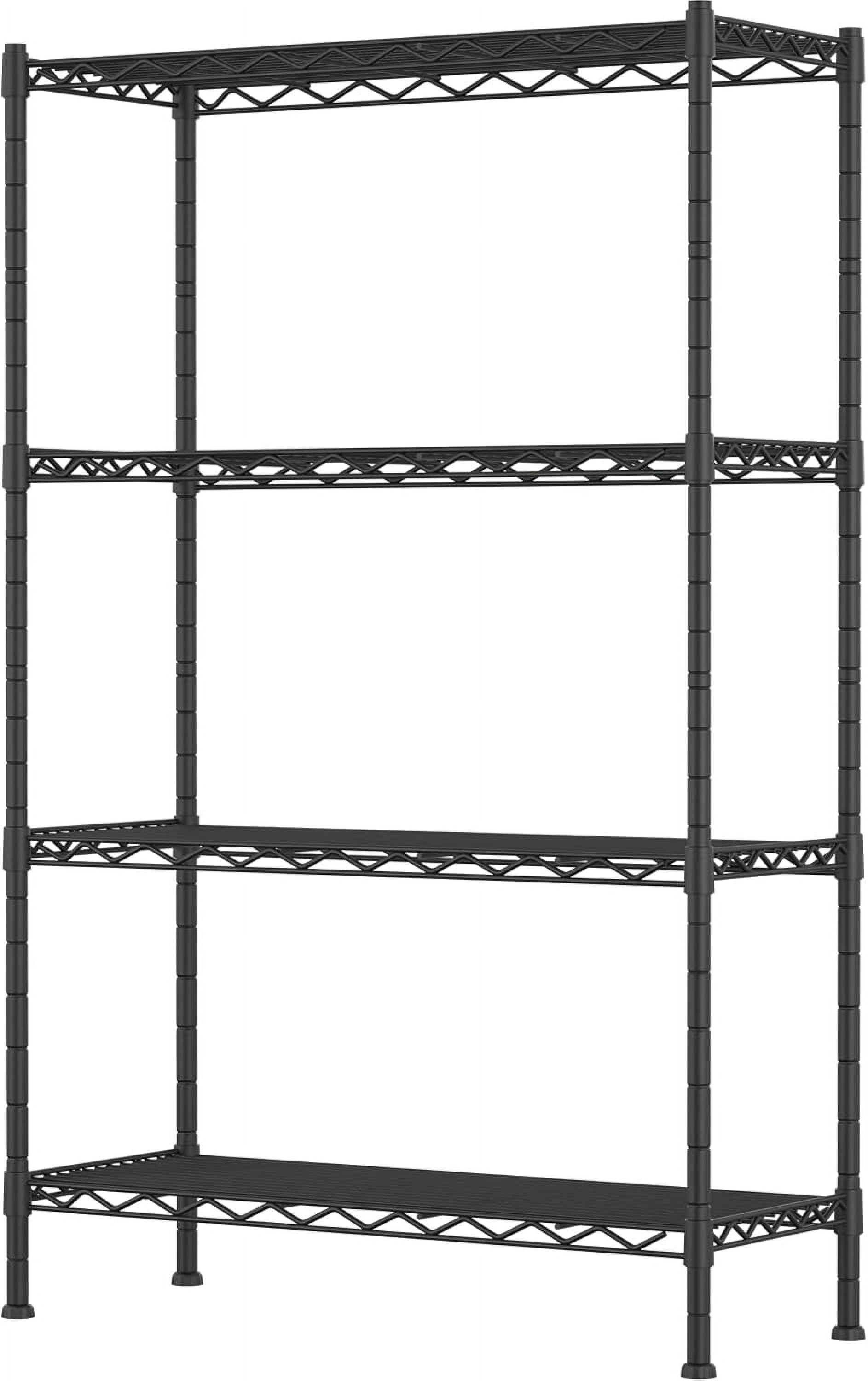 4-Tier Wire Shelving Unit Metal Storage Rack,4-Shelf Shelving Unit, Steel Wire Shelves, Shelving Units and Storage for Kitchen and Garage (17.72 x 11.81 x 49.6'') Black