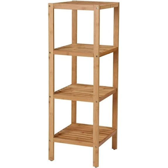 4-Tier Bamboo Bathroom Shelf, Narrow Shelving Unit, Multifunctional Storage Rack, Corner Rack, for Kitchen, Living Room, Bedroom, Entryway, Bathroom, Natural UBCB54Y