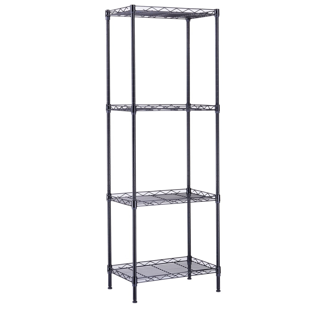 4-Tier Wire Shelving Unit Metal Storage Rack,4-Shelf Shelving Unit, Steel Wire Shelves, Shelving Units and Storage for Kitchen and Garage (17.72 x 11.81 x 49.6'') Black