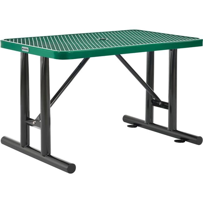 Global Industrial 4' Rectangular Steel Outdoor Table, Expanded Metal, Green