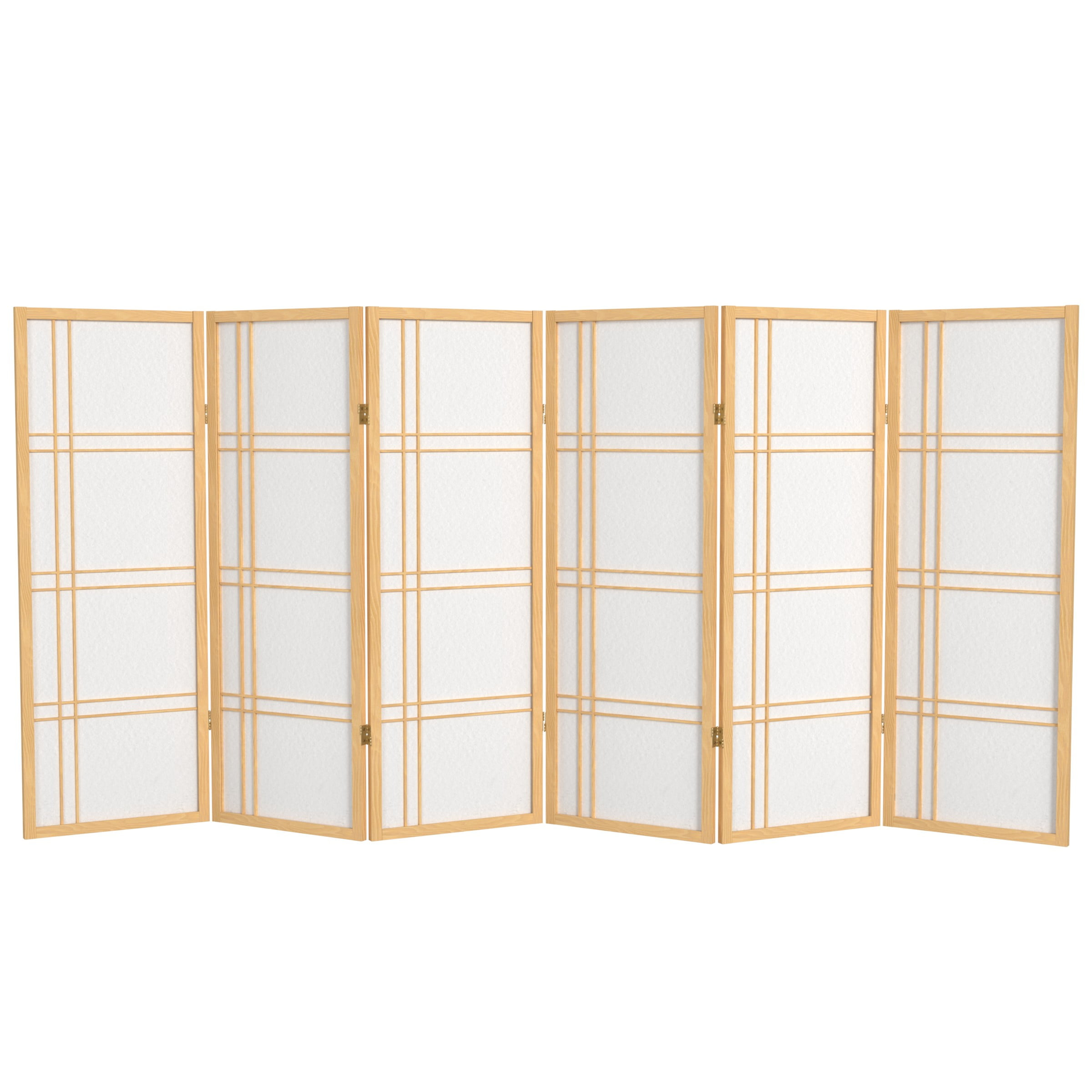 4 ft. Short Double Cross Shoji Screen - Natural - 6 Panels