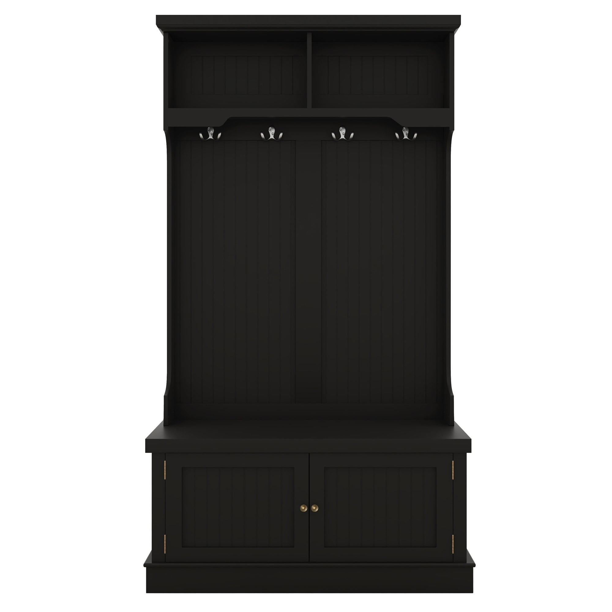 4-in-1 Design Coat Racks,Hall Tree with Storage Shoe Bench with 4 Hooks for Entryway and Hallway Black