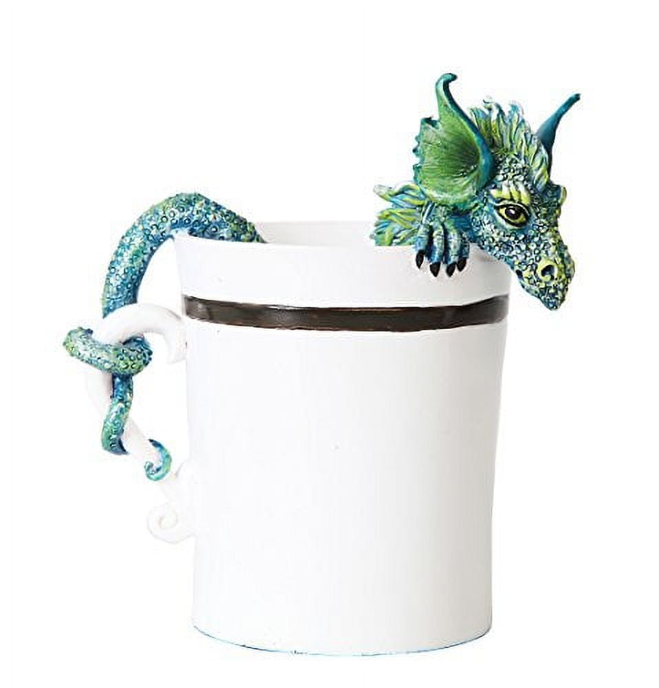 PTC 4 Inch Good Morning Dragon in White Coffee Cup Statue Figurine