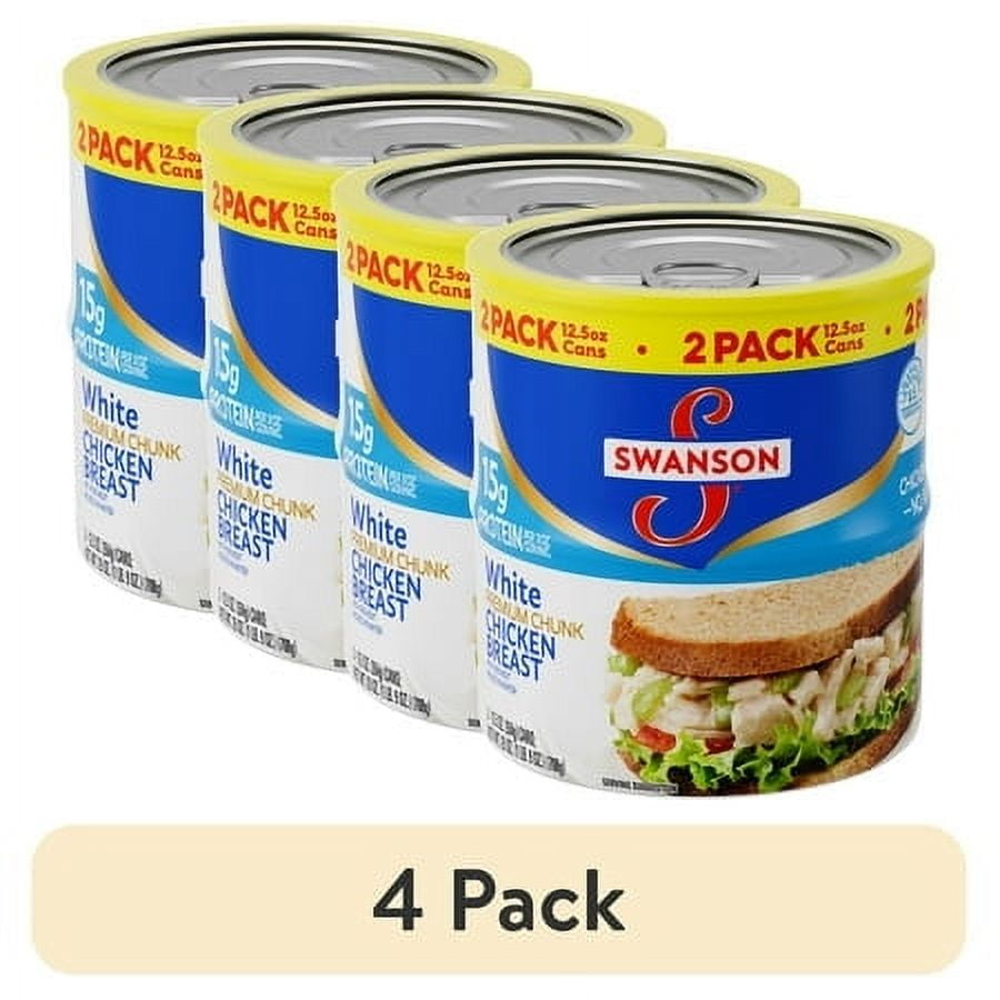 (2 Pack) Swanson White Premium Chunk Canned Chicken Breast in Water, Fully Cooked Chicken, 12.5 oz Can