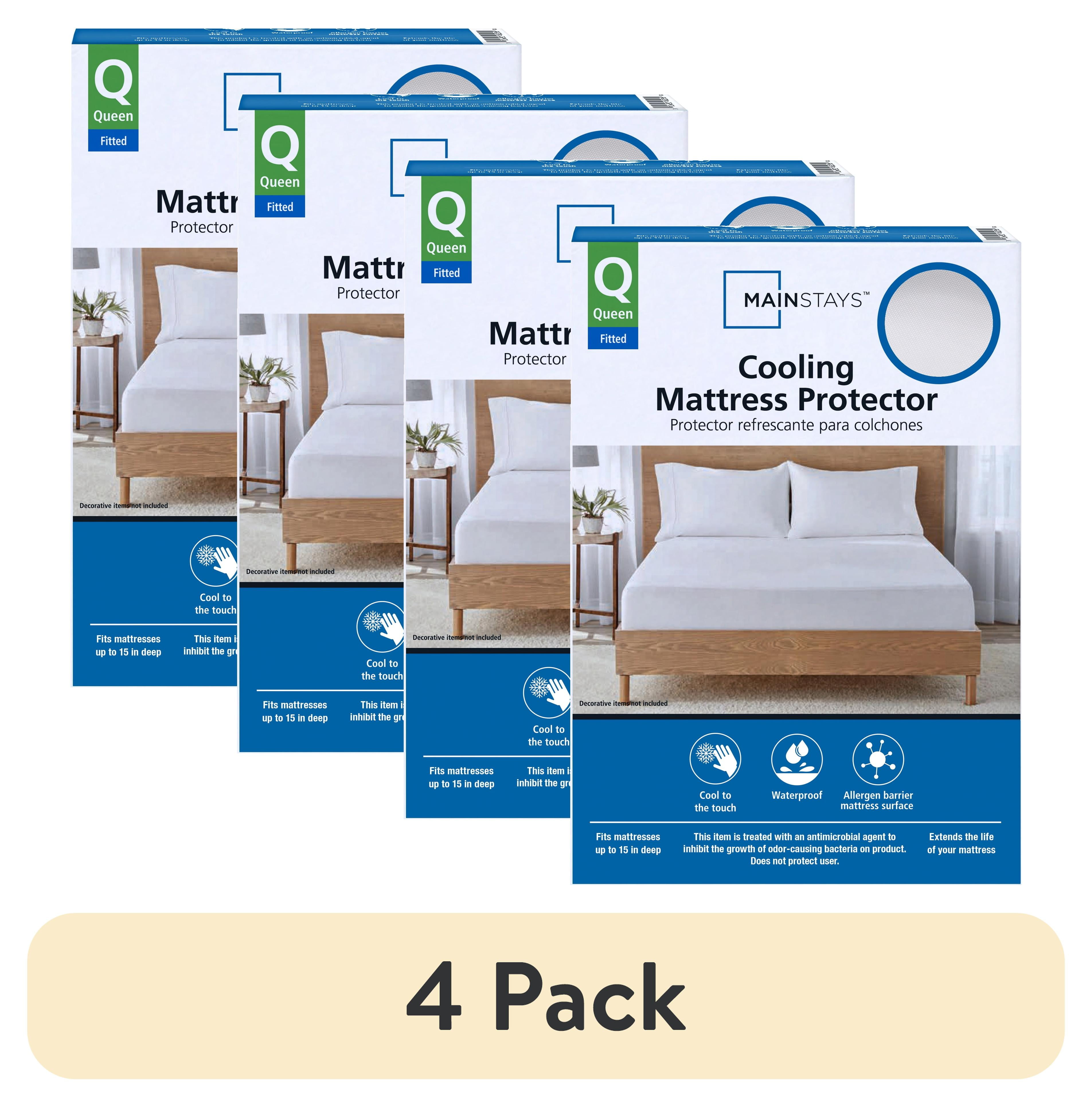 Mainstays Cooling Waterproof Fitted Mattress Protector, Queen
