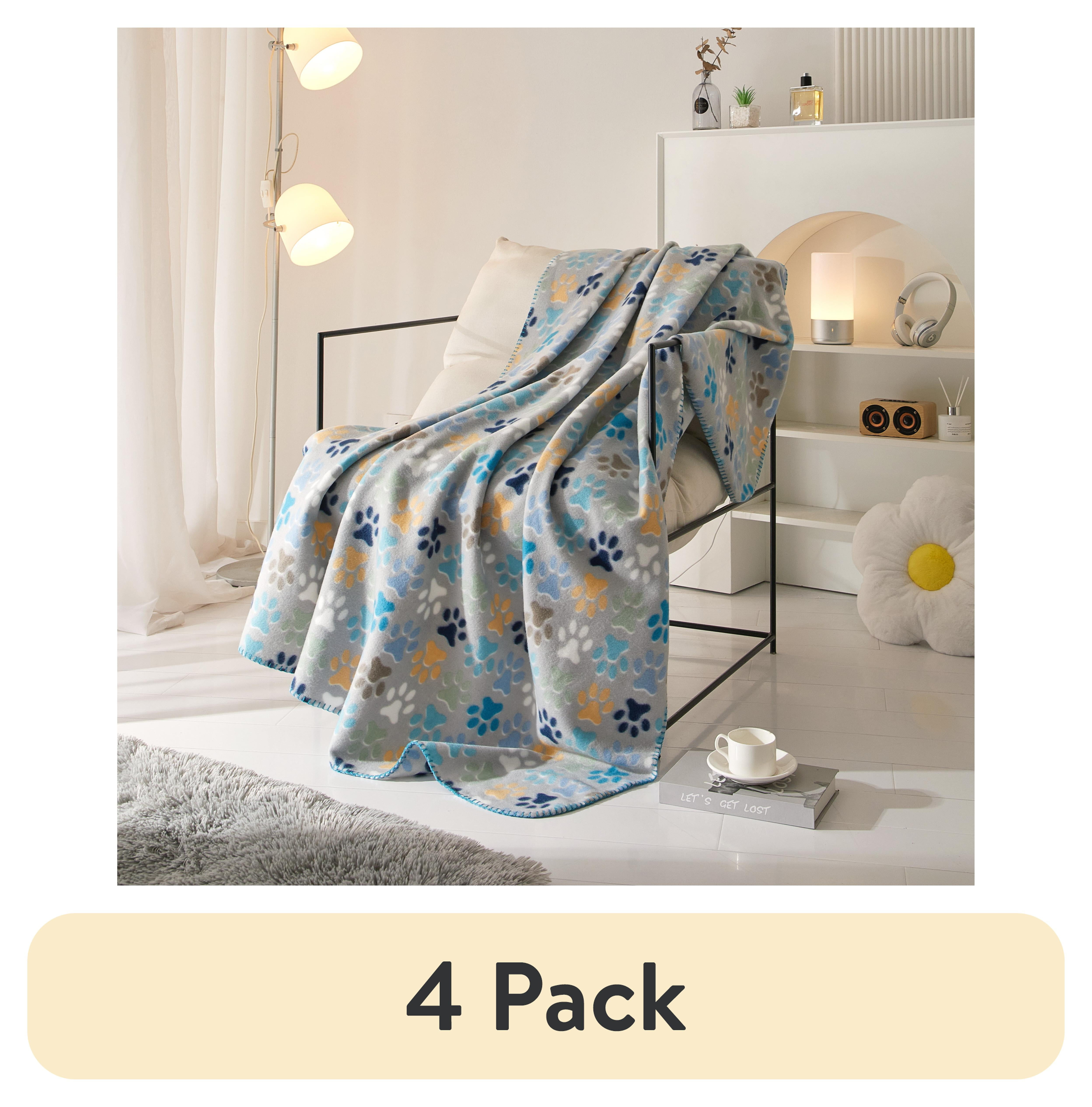Mainstays Cozy Fleece Throw Blanket, Gray Paw 50" x 60", All Ages