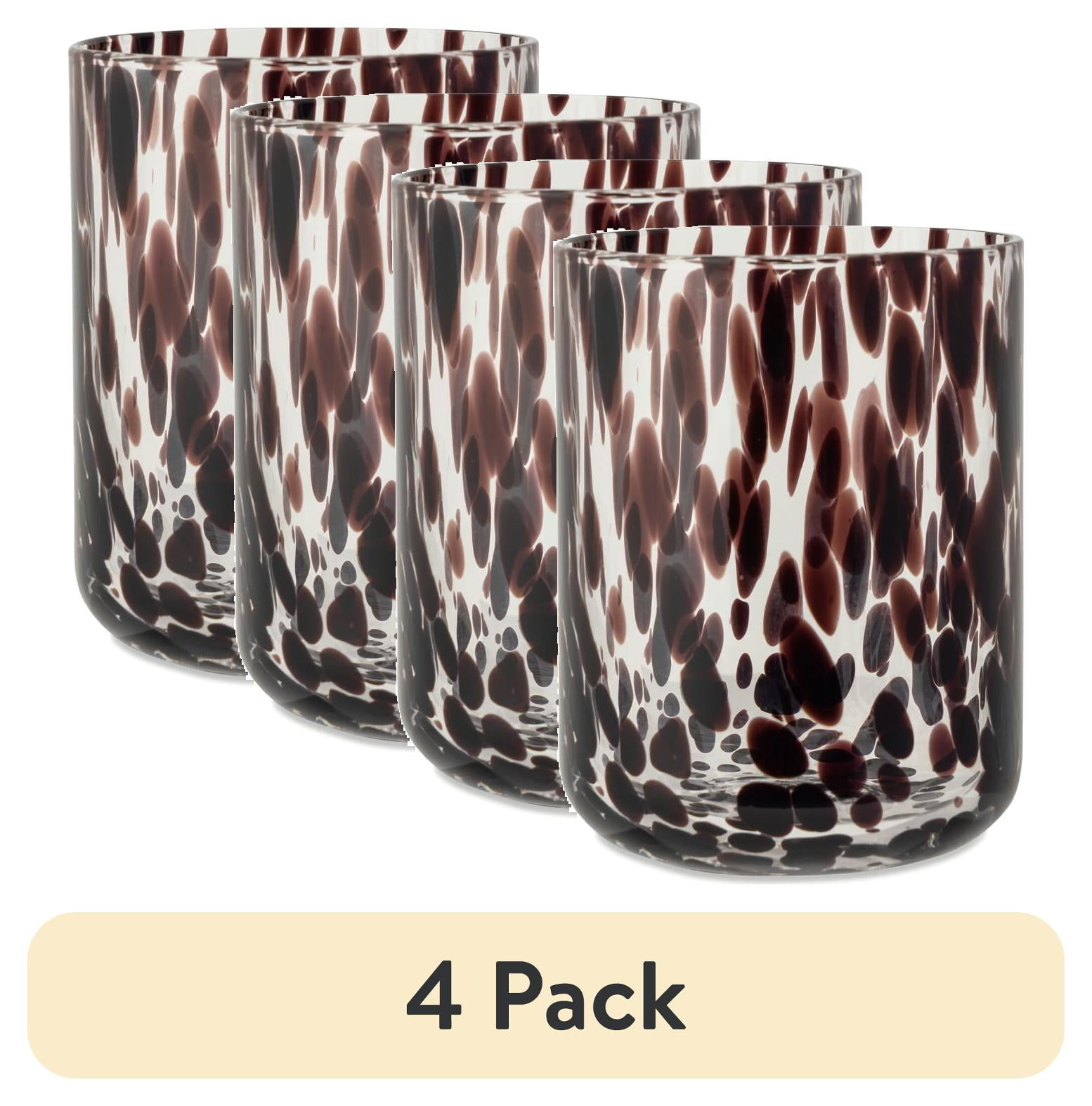Thyme & Table 4-Pack 12oz Tortoise Black Drinking Glass Set