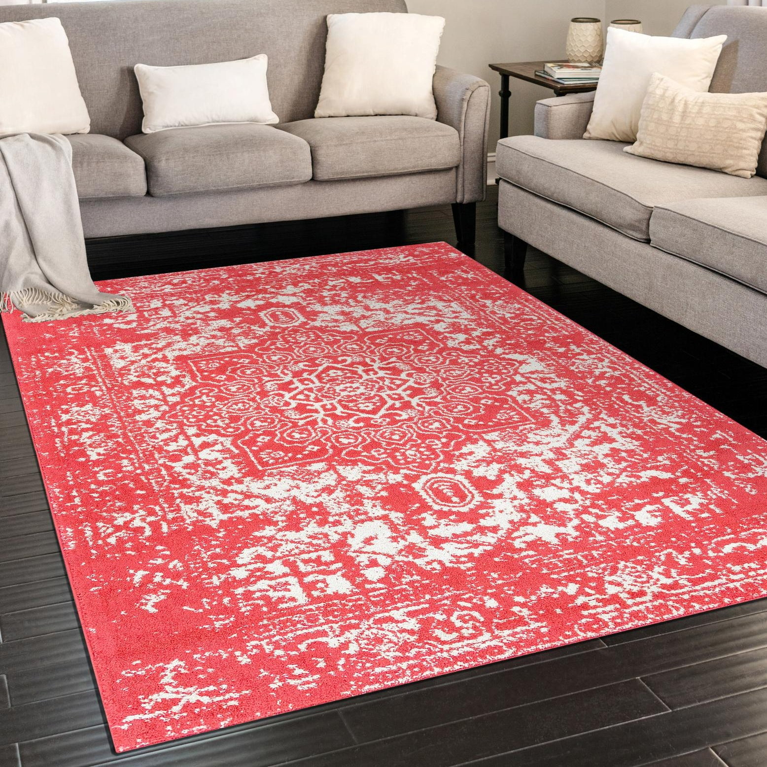 Unique Loom Richmond Collection Area Rug - Medallion (4' 1" x 6' 1" Rectangle Pink/Ivory)